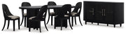 Rowanbeck Dining Table and 6 Chairs with Storage in Black from Ashley - Luna Furniture