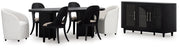 Rowanbeck Dining Table and 6 Chairs with Storage in Black from Ashley - Luna Furniture