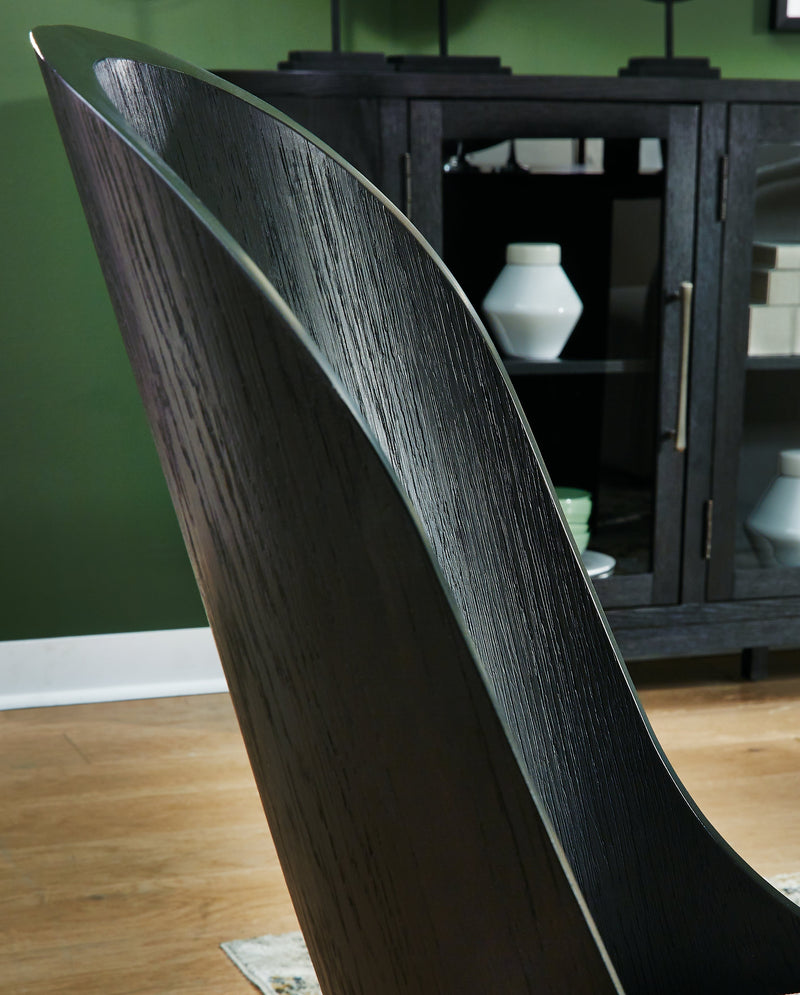 Rowanbeck Dining Table and 6 Chairs with Storage in Black from Ashley - Luna Furniture
