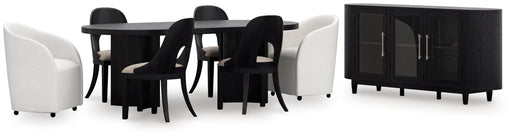 Rowanbeck Dining Table and 6 Chairs with Storage in Black from Ashley - Luna Furniture