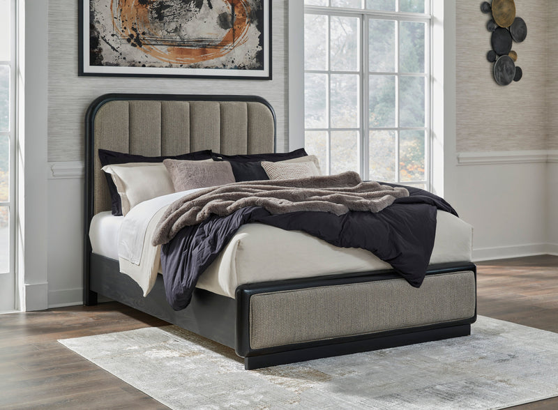 Rowanbeck Gray/Black Upholstered Panel Bedroom Set - Gate FurnitureBedroom Set