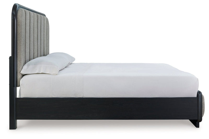 Rowanbeck Gray/Black Upholstered Panel Bedroom Set - Gate FurnitureBedroom Set