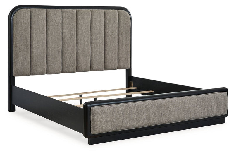 Rowanbeck Gray/Black Upholstered Panel Bedroom Set - Gate FurnitureBedroom Set