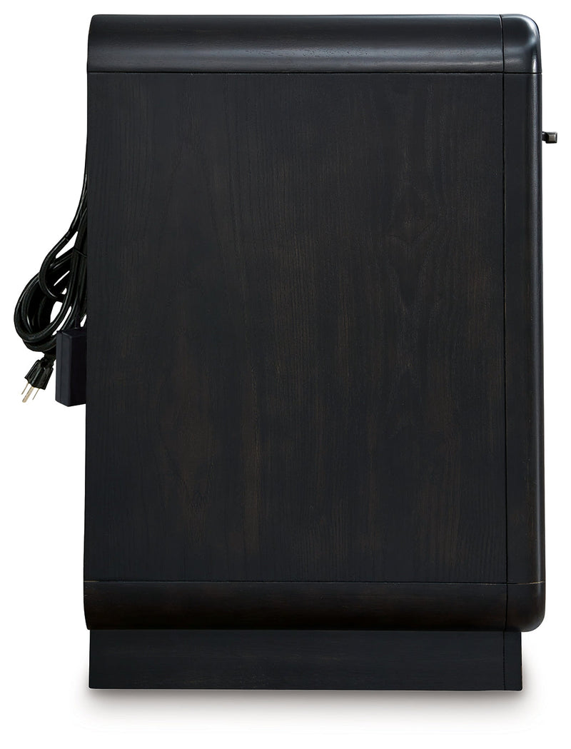 Rowanbeck King Upholstered Panel Bed with Dresser and 2 Nightstands in Gray/Black from Ashley - Luna Furniture