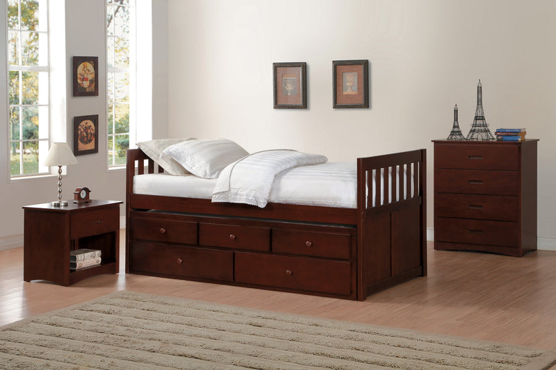 Rowe Cherry Twin/Twin Trundle Captain Bed - Gate FurnitureYouth Bedroom Set