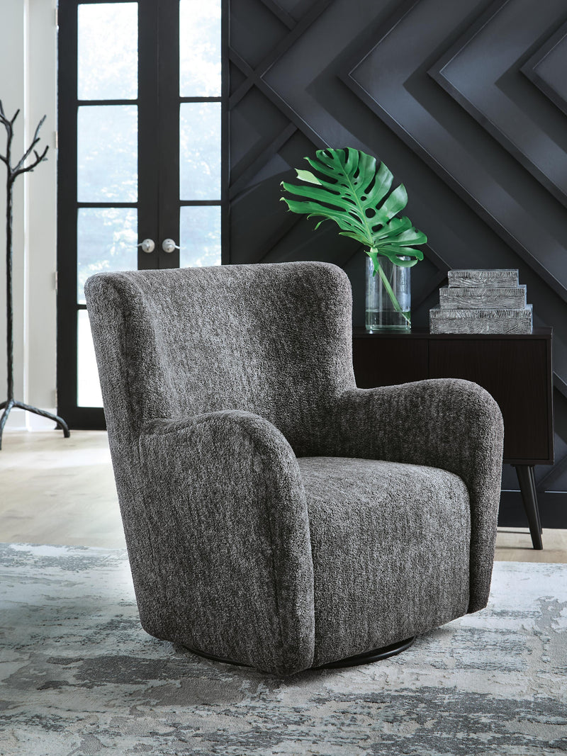 Rowenburg Heather Charcoal Swivel Glider Accent Chair - A3000796