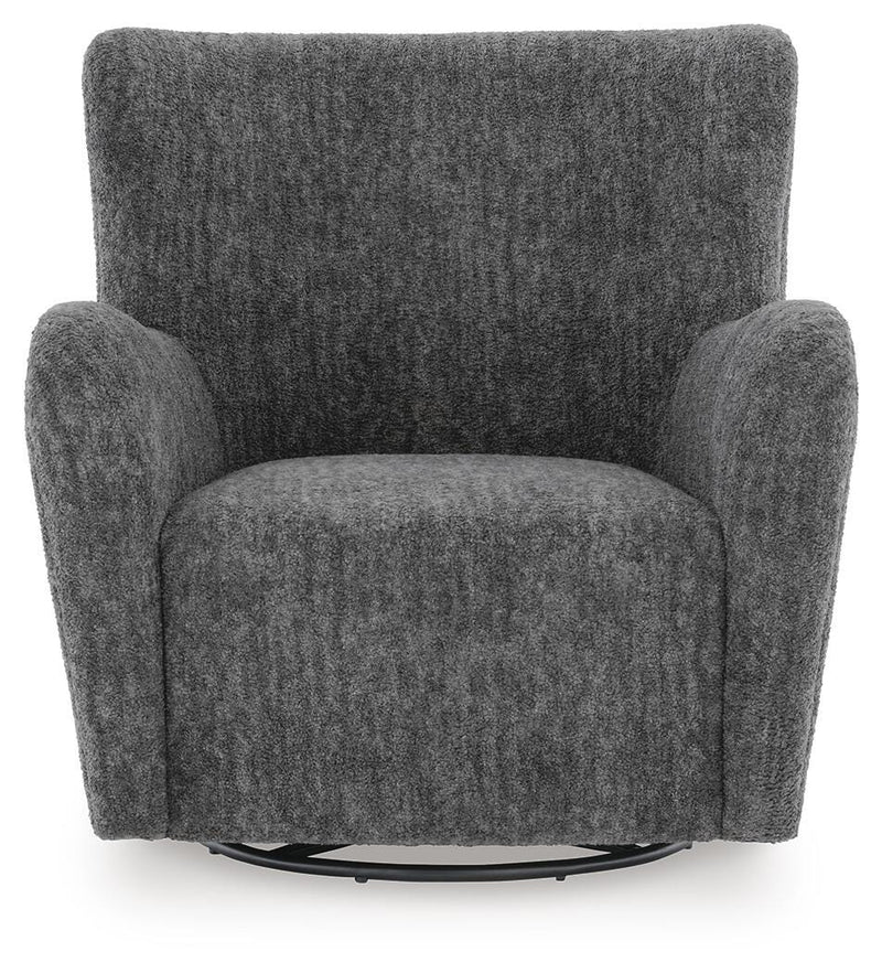Rowenburg Heather Charcoal Swivel Glider Accent Chair - A3000796