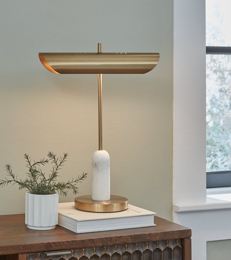 Rowleigh Gold Finish/White Desk Lamp - L734392