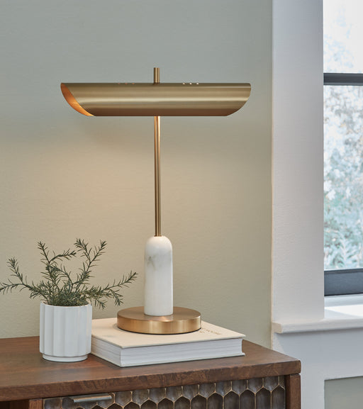 Rowleigh Gold Finish/White Desk Lamp - L734392