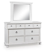 Rowlenstown Antique White Dresser and Mirror - PCB823B1