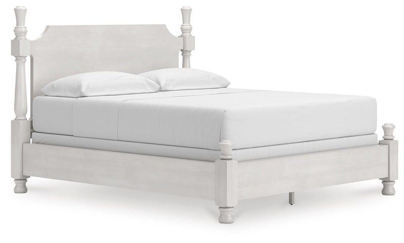 Rowlenstown California King Poster Bed and Dresser in Antique White - PKG023877