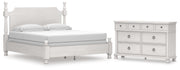 Rowlenstown California King Poster Bed and Dresser in Antique White - PKG023877