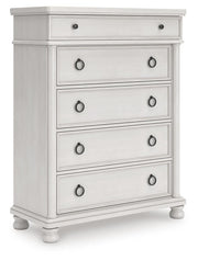 Rowlenstown California King Poster Bed, Dresser and Chest in Antique White - PKG023881