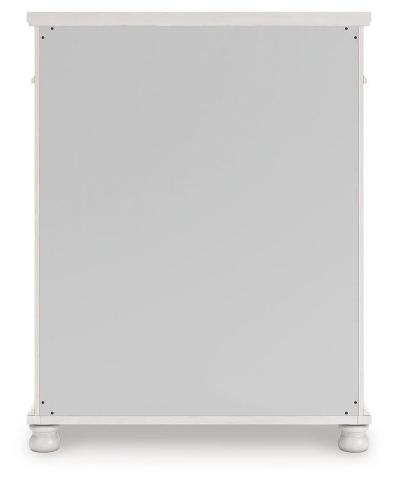 Rowlenstown California King Poster Bed, Dresser and Chest in Antique White - PKG023881