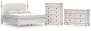 Rowlenstown California King Poster Bed, Dresser and Chest in Antique White - PKG023881