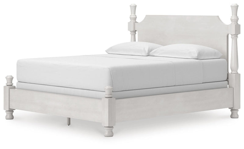 Rowlenstown California King Poster Bed, Dresser and Chest in Antique White - PKG023881