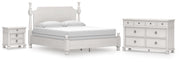 Rowlenstown California King Poster Bed, Dresser and Nightstand in Antique White - PKG023880