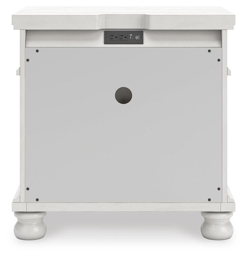 Rowlenstown California King Poster Bed, Dresser and Nightstand in Antique White - PKG023880