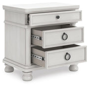 Rowlenstown California King Poster Bed, Dresser, Mirror and Nightstand in Antique White - PKG023879