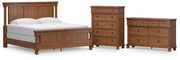 Rowlenstown California King Poster Bed with Dresser and Chest in Brown - PKG023764