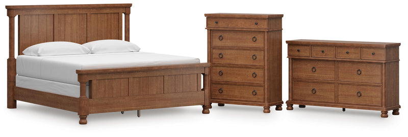 Rowlenstown California King Poster Bed with Dresser and Chest in Brown - PKG023764