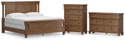 Rowlenstown California King Poster Bed with Dresser and Chest in Brown - PKG023769