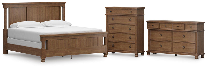 Rowlenstown California King Poster Bed with Dresser and Chest in Brown - PKG023769