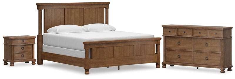 Rowlenstown California King Poster Bed with Dresser and Nightstand in Brown - PKG023763