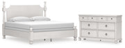 Rowlenstown King Poster Bed and Dresser in Antique White - PKG023872