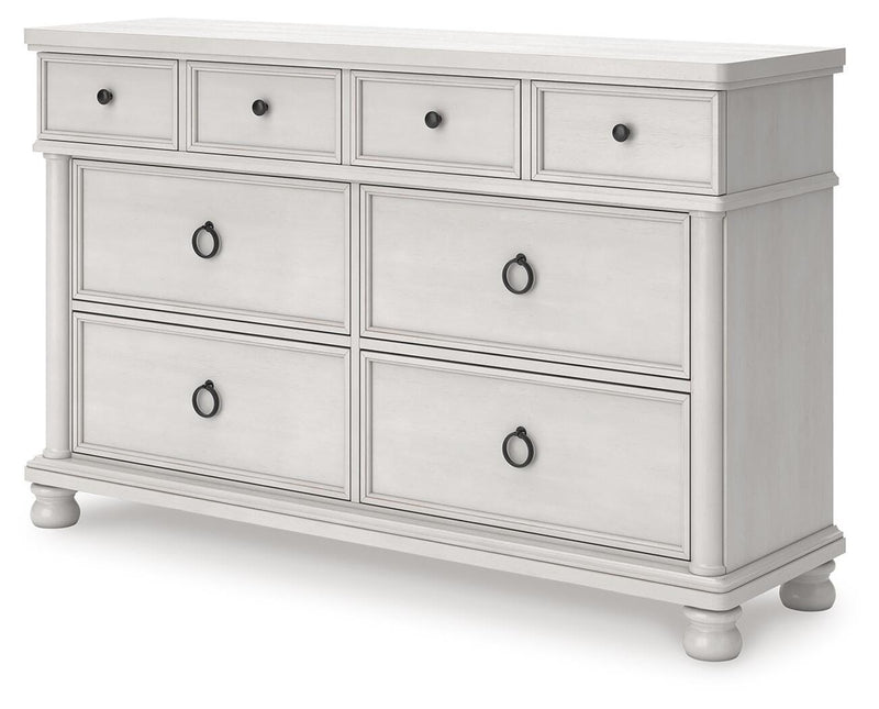 Rowlenstown King Poster Bed and Dresser in Antique White - PKG023872