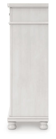 Rowlenstown King Poster Bed, Dresser and Chest in Antique White - PKG023876