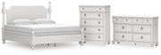 Rowlenstown King Poster Bed, Dresser and Chest in Antique White - PKG023876