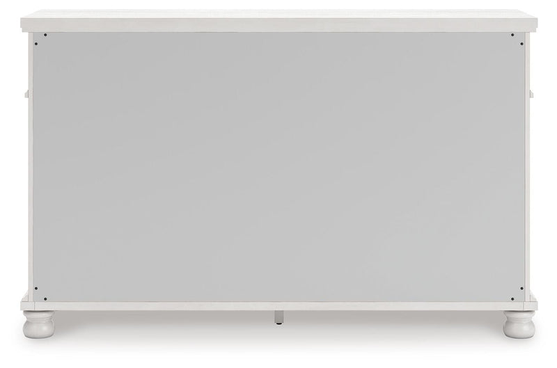 Rowlenstown King Poster Bed, Dresser and Chest in Antique White - PKG023876