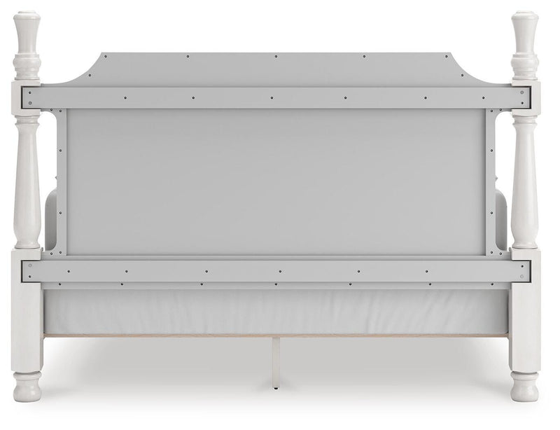 Rowlenstown King Poster Bed, Dresser and Mirror in Antique White - PKG023873