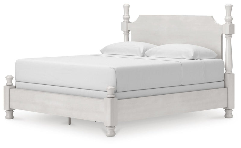 Rowlenstown King Poster Bed, Dresser and Mirror in Antique White - PKG023873