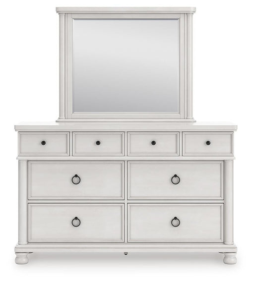 Rowlenstown King Poster Bed, Dresser and Mirror in Antique White - PKG023873