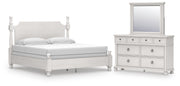 Rowlenstown King Poster Bed, Dresser and Mirror in Antique White - PKG023873