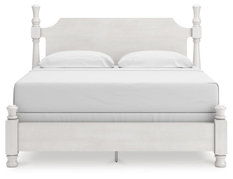 Rowlenstown King Poster Bed, Dresser and Mirror in Antique White - PKG023873
