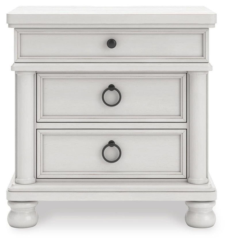 Rowlenstown King Poster Bed, Dresser and Nightstand in Antique White - PKG023875