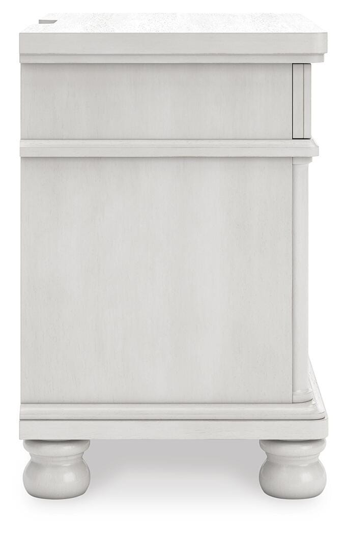 Rowlenstown King Poster Bed, Dresser and Nightstand in Antique White - PKG023875
