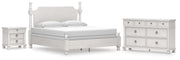 Rowlenstown King Poster Bed, Dresser and Nightstand in Antique White - PKG023875