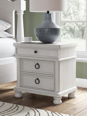 Rowlenstown King Poster Bed, Dresser and Nightstand in Antique White - PKG023875