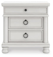 Rowlenstown King Poster Bed, Dresser, Mirror and Nightstand in Antique White - PKG023874