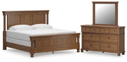 Rowlenstown King Poster Bed with Mirrored Dresser in Brown - PKG023761