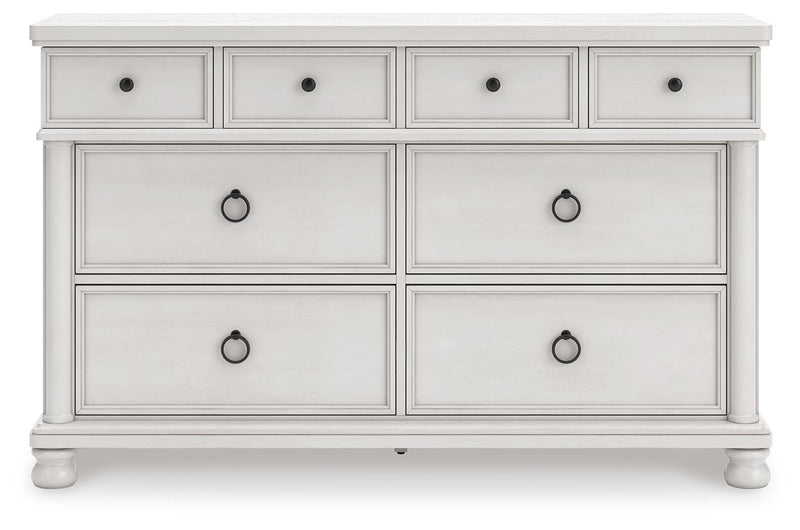 Rowlenstown Queen Poster Bed and Dresser in Antique White - PKG023867