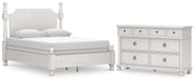 Rowlenstown Queen Poster Bed and Dresser in Antique White - PKG023867
