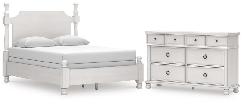 Rowlenstown Queen Poster Bed and Dresser in Antique White - PKG023867