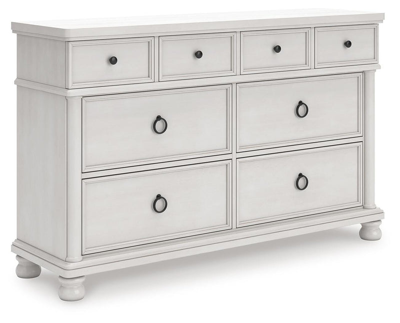 Rowlenstown Queen Poster Bed and Dresser in Antique White - PKG023867