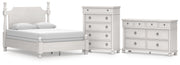 Rowlenstown Queen Poster Bed, Dresser and Chest in Antique White - PKG023871