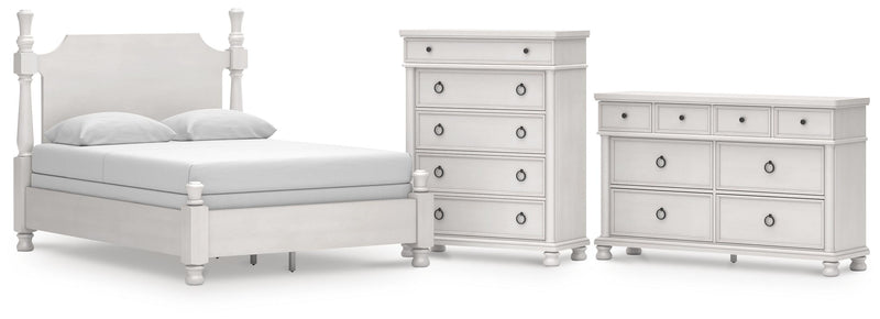 Rowlenstown Queen Poster Bed, Dresser and Chest in Antique White - PKG023871